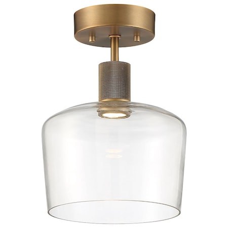 Access Lighting Port Nine Chardonnay, Chardonnay LED SemiFlush, Antique Brushed Brass Finish, Clear Glass 63147LEDD-ABB/CLR